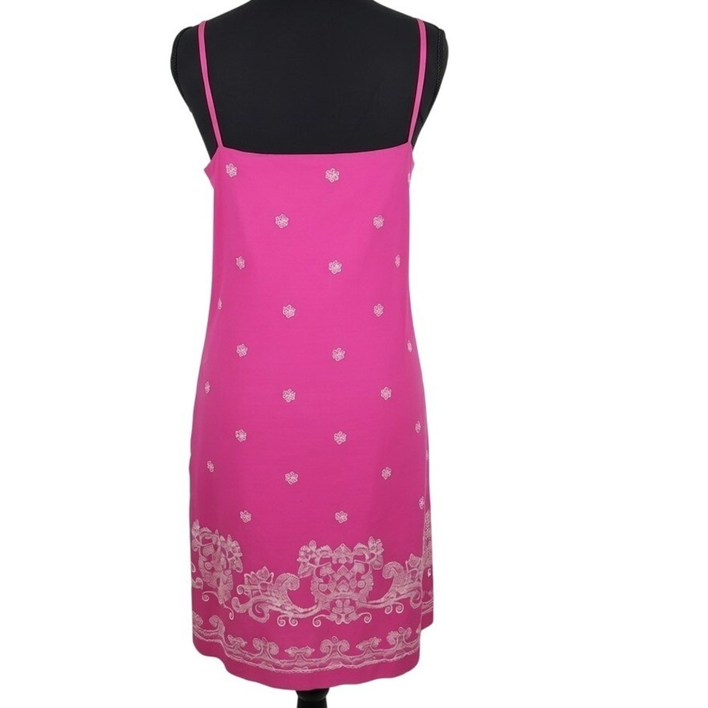 Vintage Ralph Lauren Sun Dress Pink Embroidered Linen-Cotton Boho 17.5 P2P - Picture 4 of 7